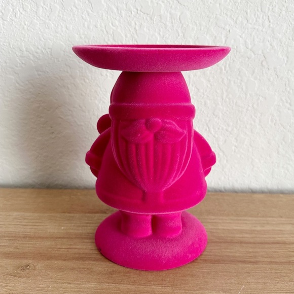 Bath & Body Works Holiday Bath And Body Works Pink Flocked Santa Candle Holder Poshmark